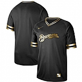 Brewers Blank Black Gold Nike Cooperstown Collection Legend V Neck Jersey Dzhi,baseball caps,new era cap wholesale,wholesale hats